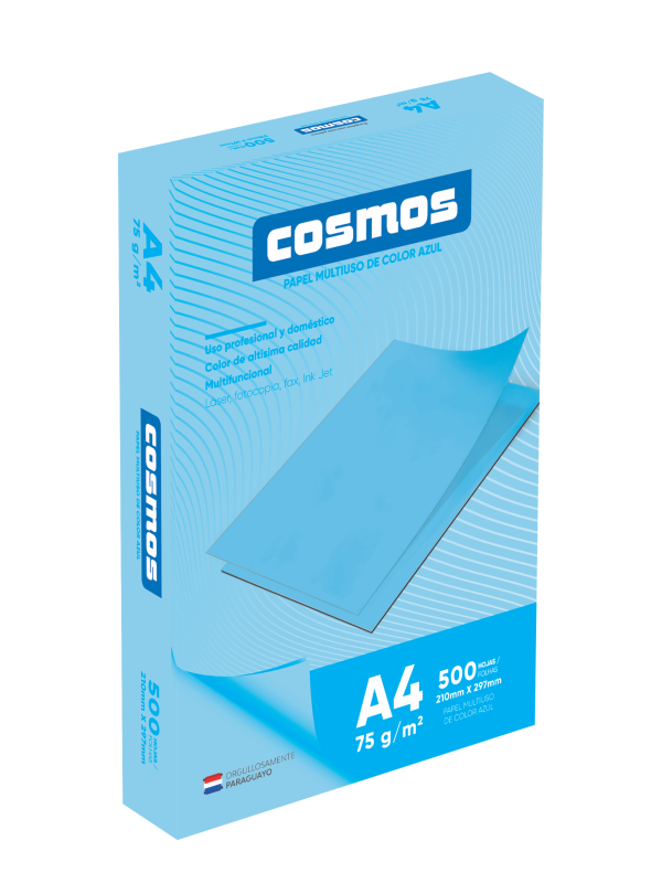 Resma papel Color Azul A4 75 Grs (Caja x10) COSMOS