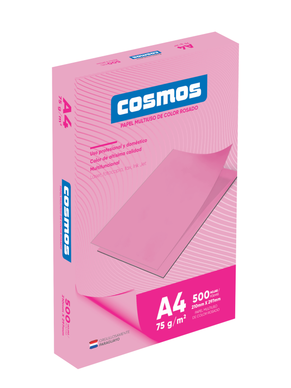 Resma papel Color Rosa A4 75 Grs (Caja x10) COSMOS